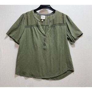 Knox Rose Olive Green Short-Sleeve Blouse